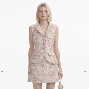 Self-Portrait Pink Tweed Mini Dress